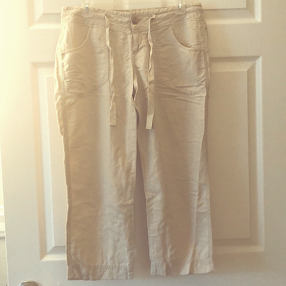 Express Linen Wide Leg Cropped Pants